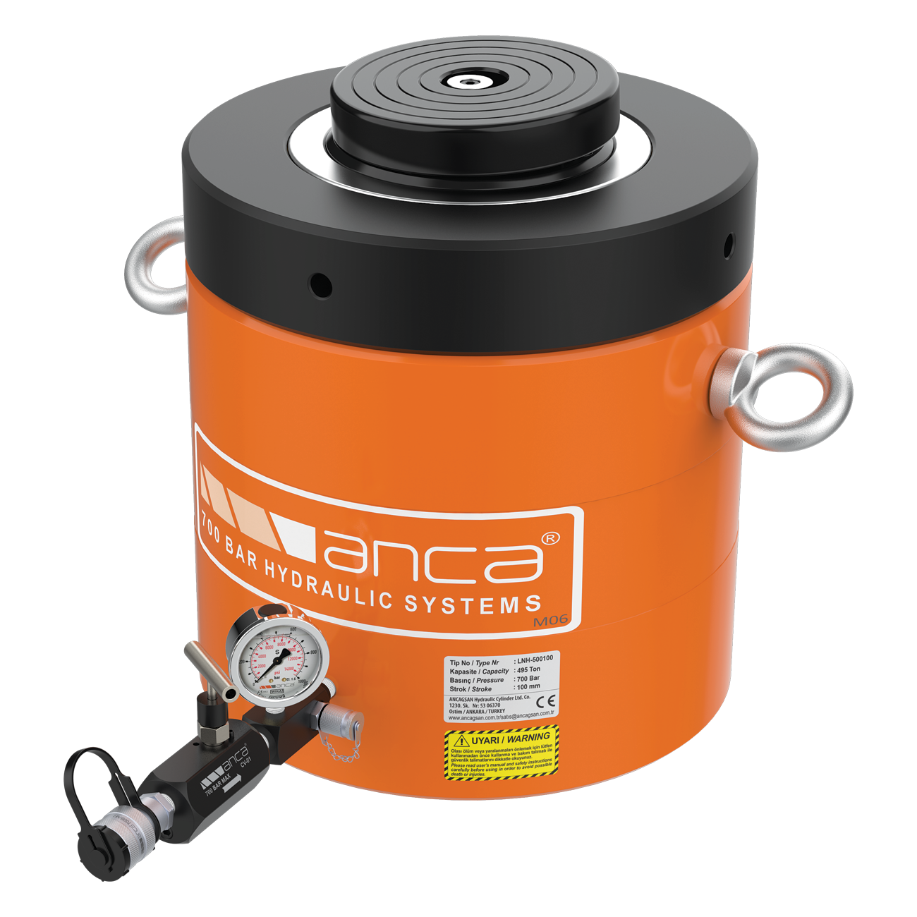 Single Acting, Load Return, Lock Nut, Stop Ring, High Tonnage Cylinders LNH